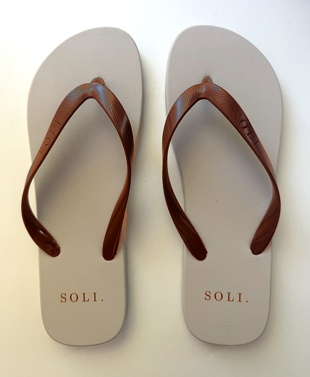 The Dolce — bone rubber sandal with chocolate strap